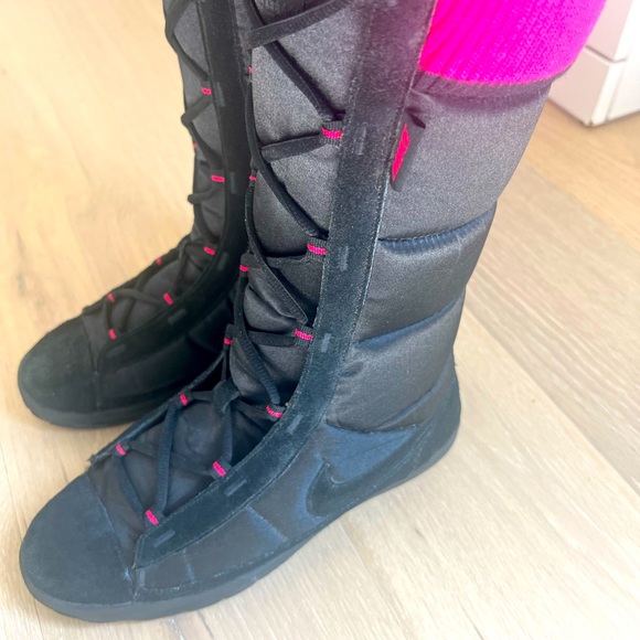 Nike Winter Hi 2 Boots Puffer Suede Black/Pink Women Sz 8 317244-002 - Picture 4 of 10
